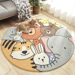 Round Cartoon Sherpa Soft Children Rug