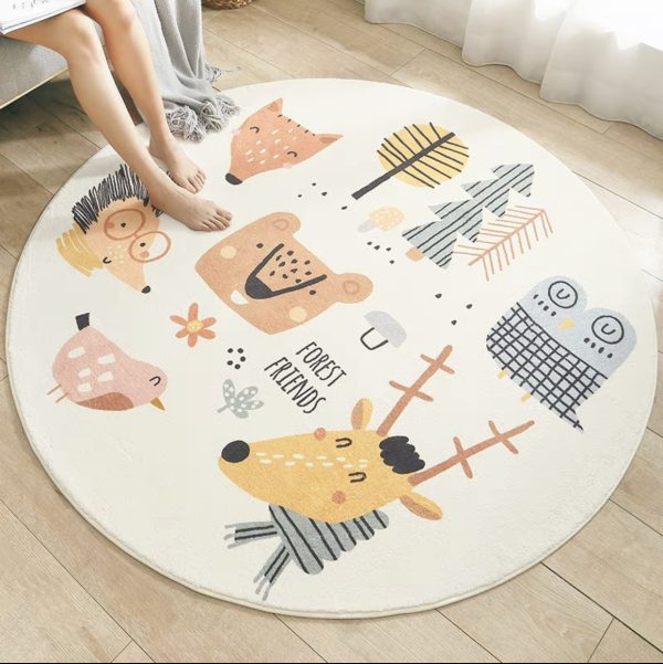 Round Cartoon Sherpa Soft Children Rug