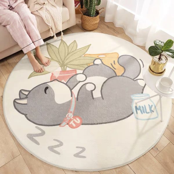 Round Cartoon Sherpa Soft Children Rug