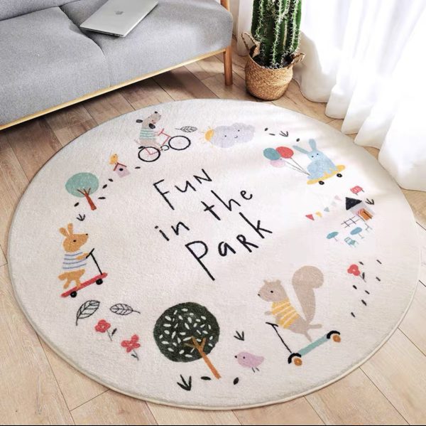 Round Cartoon Sherpa Soft Children Rug