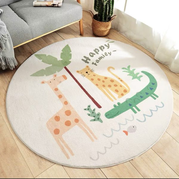 Round Cartoon Sherpa Soft Children Rug