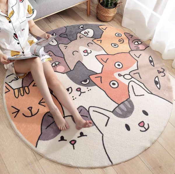 Round Cartoon Sherpa Soft Children Rug