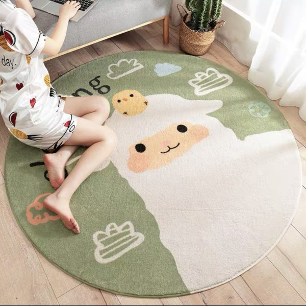 Round Cartoon Sherpa Soft Children Rug