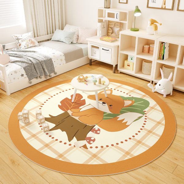 Cartoon Mushroom Round Leather Non-slip Kids Rug