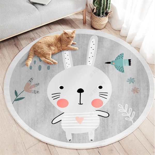 Cartoon round love elephant children's rug