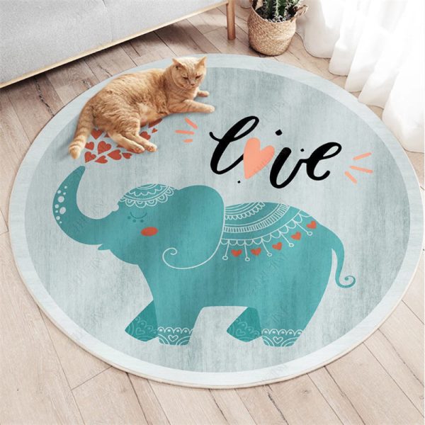 Cartoon round love elephant children's rug