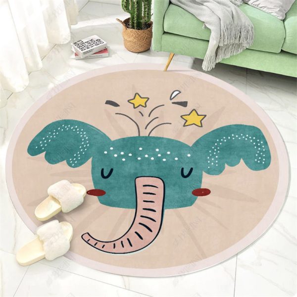 Cartoon round love elephant children's rug