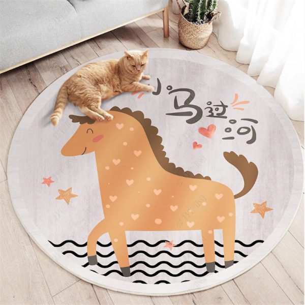 Cartoon round love elephant children's rug