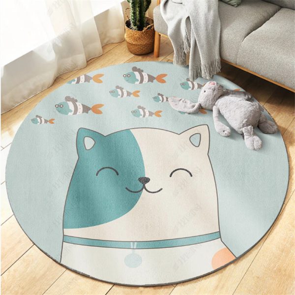 Cartoon round love elephant children's rug