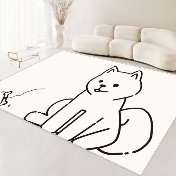 Cute line bear soft non-slip children's rug