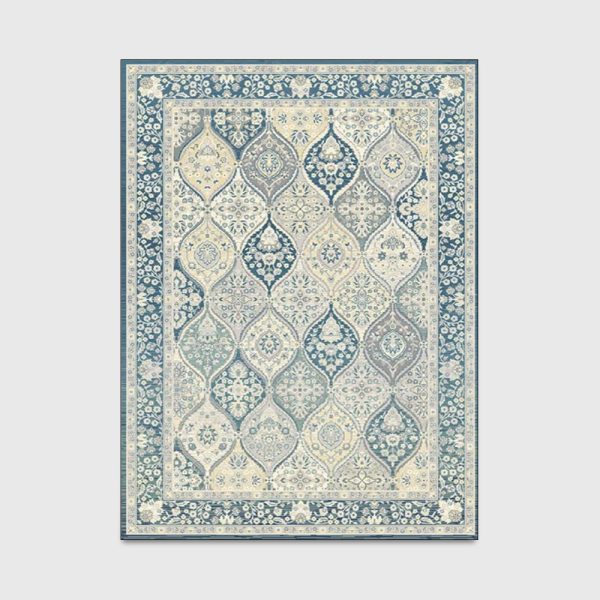 Boho Vintage Flodable Thin Rug with Non Slip Backing for Living Room Machine Washable