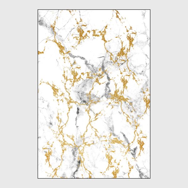 Modern Abstract Shining Boho White Gold Marble Rugs for Living Room