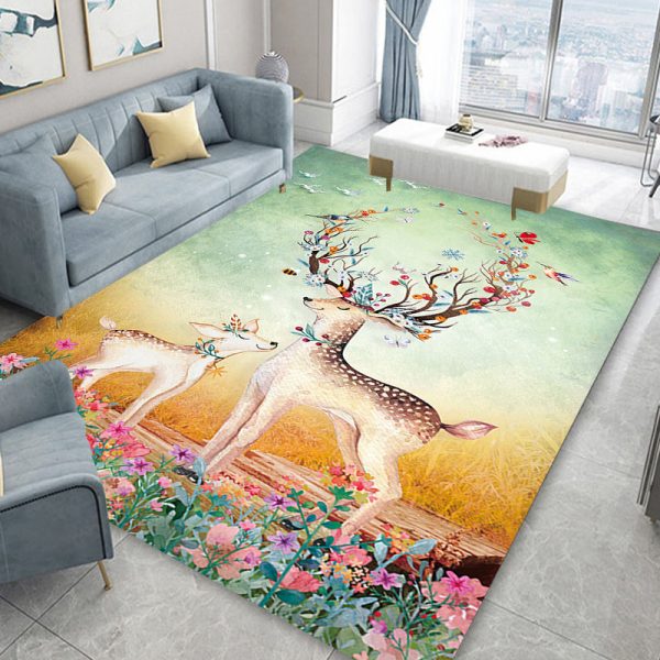 Ins style cartoon printing non-slip thickened living room carpet