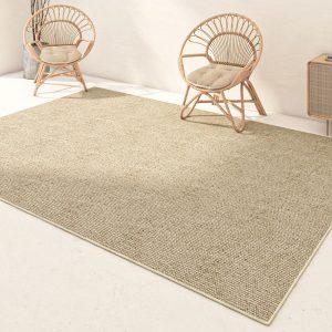 Japanese plain loop pile linen living room rug