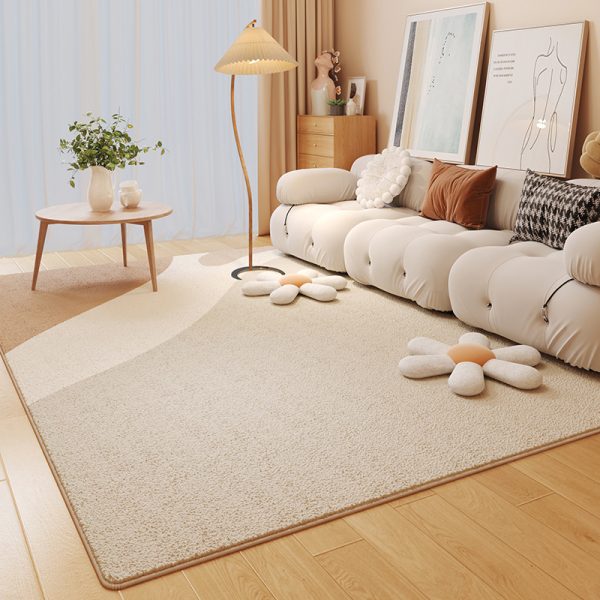 Modern Abstract Faux Wool Contemporary No-Shedding Low Pile Foldable Living Room Rug
