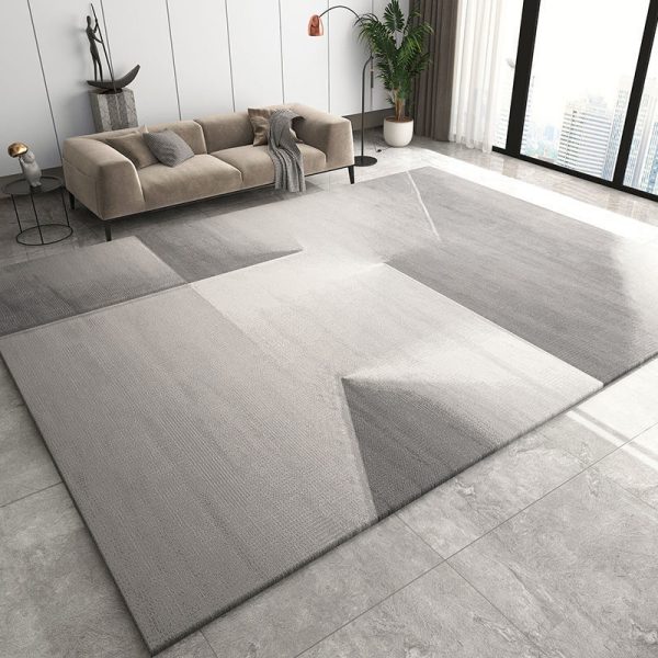 Luxury line geometric short plush stain resistant living room rug