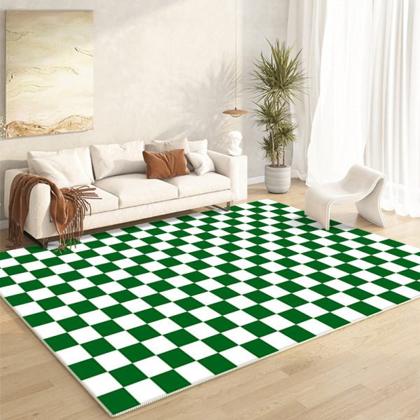 Ins wind color checkerboard soft living room rug