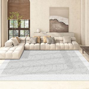 French minimalist checkerboard beige retro living room rug