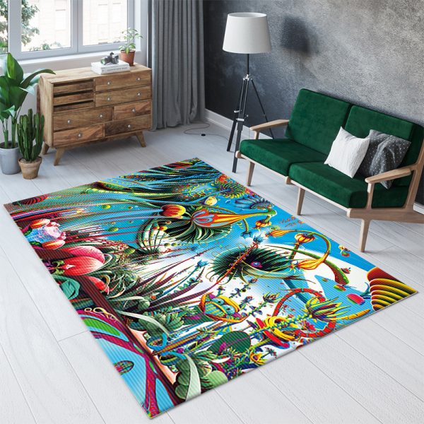 Surreal mushroom living room rug