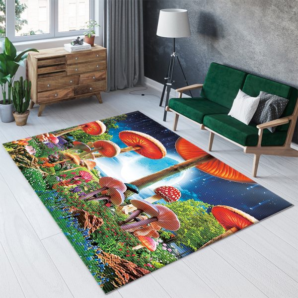 Surreal mushroom living room rug