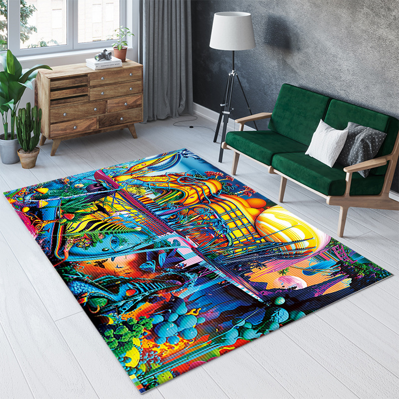 Surreal mushroom living room rug