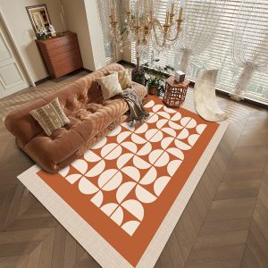 French vintage checkerboard living room carpet