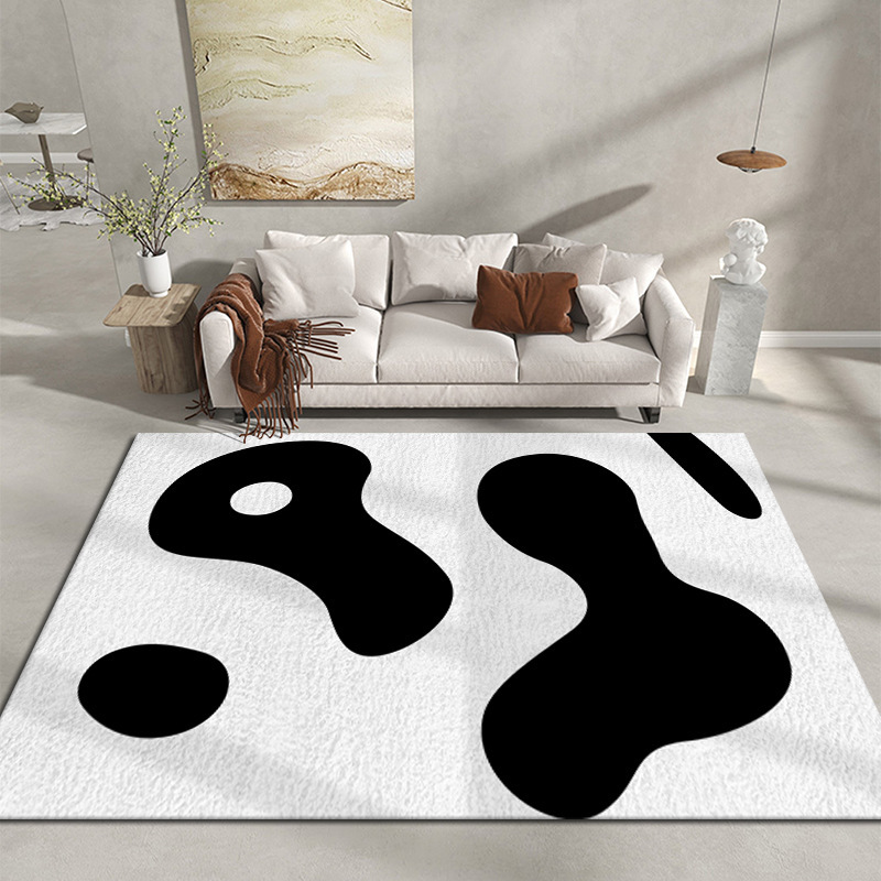 Black and White Geometric Simple Living Room Rug