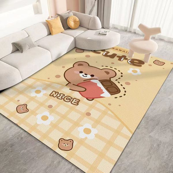 Cartoon bear non-slip and dirt-resistant living room rug