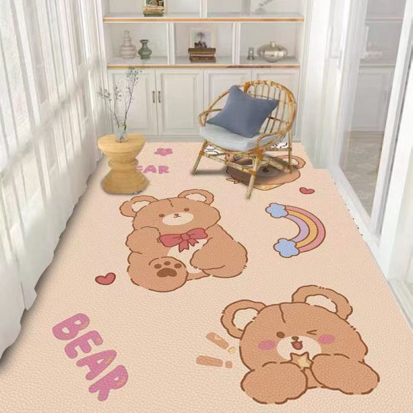 Cartoon bear non-slip and dirt-resistant living room rug