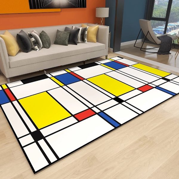 Fun LEGO color matching living room rug