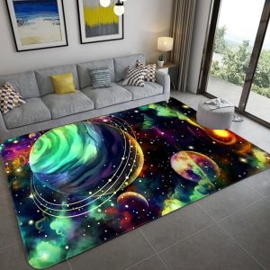 3D Planet Brilliant Starry Space Cosmic Living Room Rug