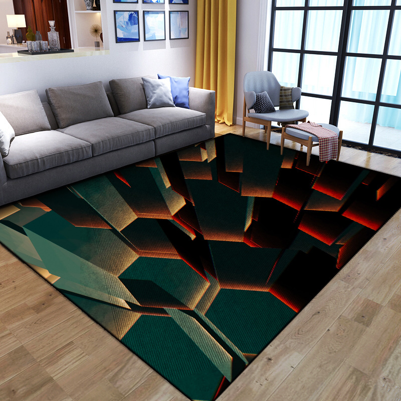 3D visual light stain-resistant non-slip living room carpet