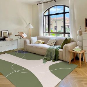 Nordic Green Fresh Faux Leather Suede Dirt Resistant Living Room Rug