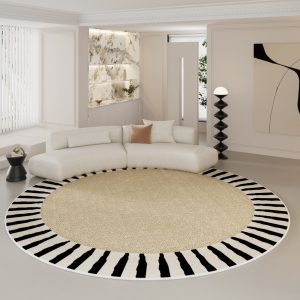 Round Living Room Rug Loop Pile French Light Luxury Cream TPR