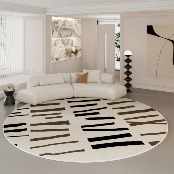 Round Living Room Rug Loop Pile French Light Luxury Cream TPR