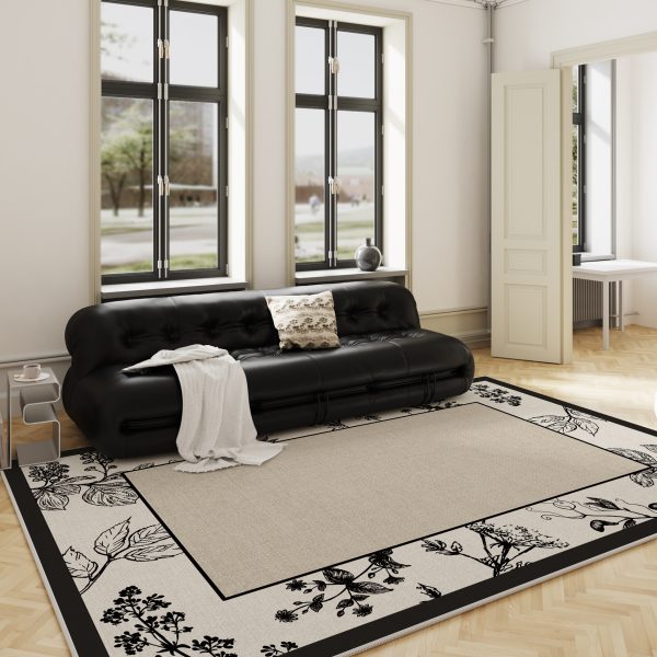 French Cream Wind Loop Velvet Garden Travels Series Living Room Rug