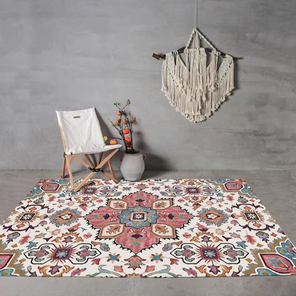 Ethnic style retro pastoral American cashmere imitation living room rug