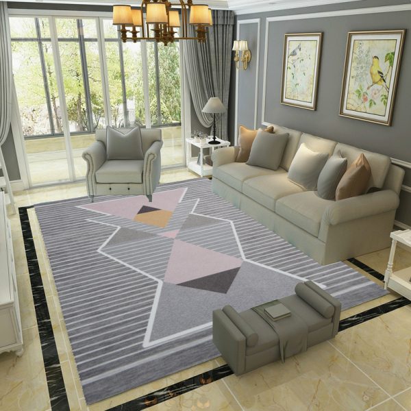 Nordic Simple Geometric Short Pile Easy Care Living Room Rug
