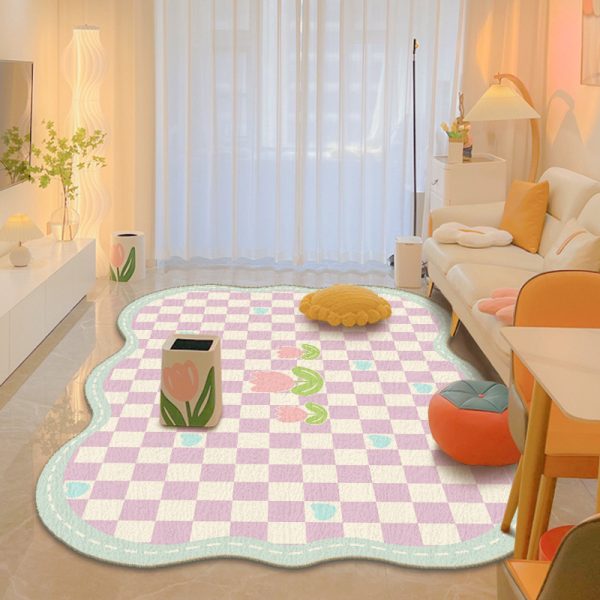Cute girly tulip imitation cashmere soft living room rug