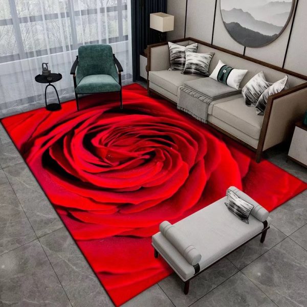 Real romantic flowers non-slip wear-resistant water-absorbing living room carpet