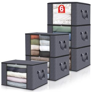 6 Pack Quilted Clothes Storage Bags