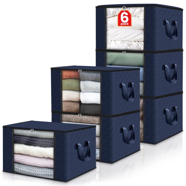 6 Pack Quilted Clothes Storage Bags