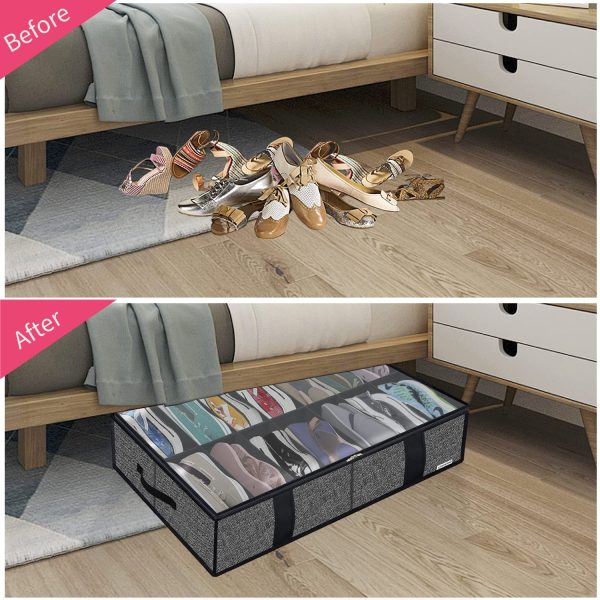 2 Pack Sturdy Under Bed Shoe Storage Organizer