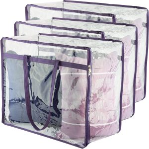 3 Pack Clear Zippered Storage Bags