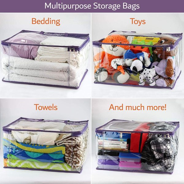 3 Pack Clear Zippered Storage Bags