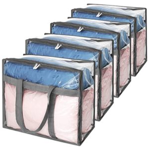 4 Pack Clear Clothes Sturdy Zippers Storage Bags