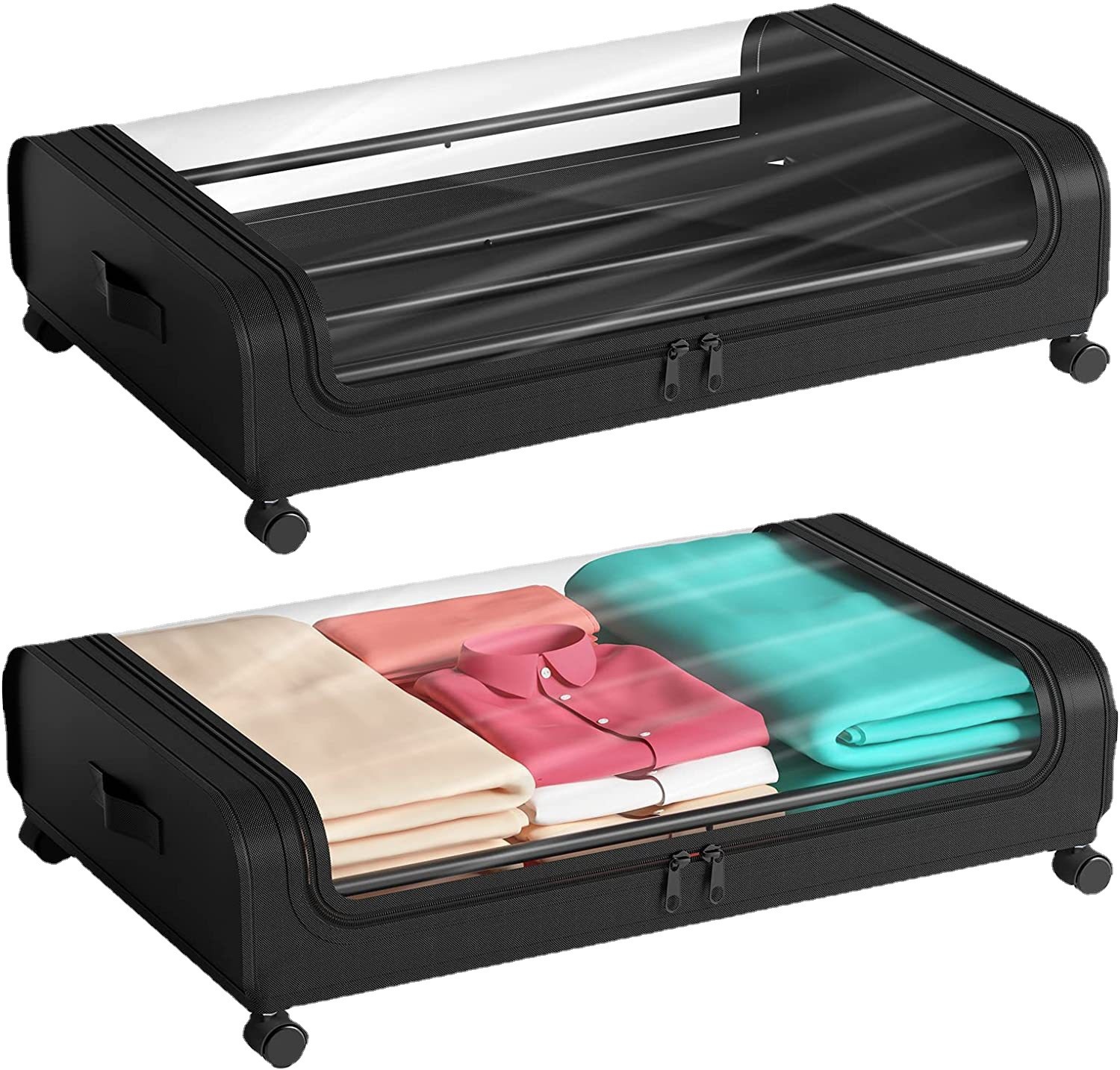 2 Pack Under Bed Storage Boxes with Wheels