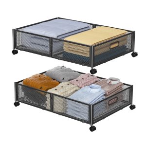 2 Pack Under Bed Storage Frame with Wheels