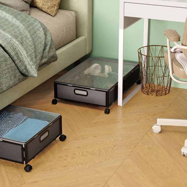 2 Pack Under Bed Storage Frame with Wheels