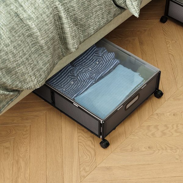 2 Pack Under Bed Storage Frame with Wheels